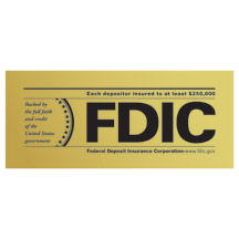 2 Sided FDIC Window Decal 7 x 3 Gold Black