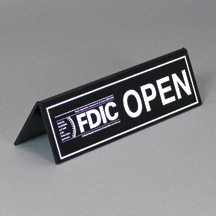 Next Teller Please Tent w/ FDIC Logo - 9w x 2.5h