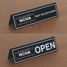 Next Teller Please Tent w/ NCUA Logo - 9w x 2.5h