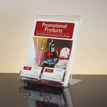 Acrylic Brochure Holder with (2) Business Card Holders - 8.5w x 11h