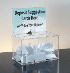 Lockable Acrylic Suggestion Box with Message Header