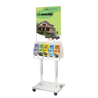 2-Sided Clear Acrylic Poster Stand w/Wheels, (2) 10-Pocket