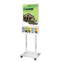 2-Sided Clear Acrylic Poster Stand w/Wheels and (2) 5-Pocket