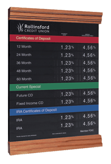 Rate Display PackagesWall Frames for Rate Displays Traditional Line