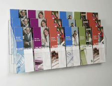 Wall Clear Acrylic Pamphlet Holder (18-Pocket, 3-Tiered)