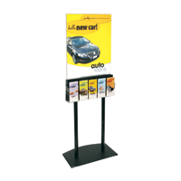 Black and Clear Acrylic Poster Stand - 5 Pocket Lit - 2-Sided