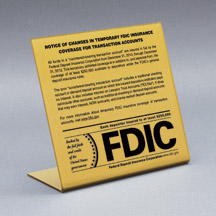 Temporary Liquidity with FDIC Logo - Countertop