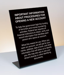 Patriot Act with Flag (Important Information) - 11w x 14h Countertop Acrylic