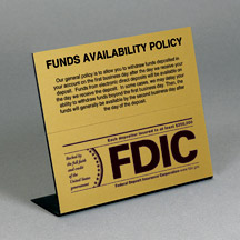 Funds Availability Policy Magnetic Sign - 7w x 6.5h