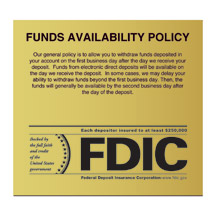 Wall Funds Availability Sign - 7w x 6.5h
