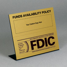 Custom Countertop Funds Avail. Sign w/ FDIC logo - 7w x 6.5h