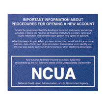 Magnetic Wall Patriot Act Sign w/ NCUA Logo - 7w x 6.5h