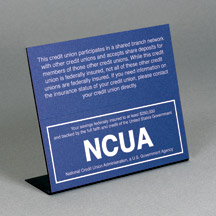 Counter Shared Branch Network Sign w/ NCUA Logo - 7w x 6.5h
