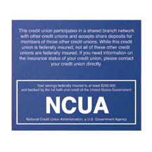 Magnetic Wall Shared Branch Sign w/ NCUA logo, 7w x 6.5h