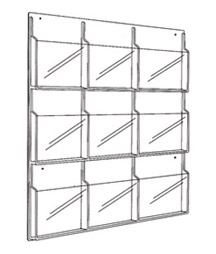 Clear Plastic Display, 9-Pockets for 8.5x11