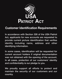 Patriot Act Sign with Flag (Customer Identification) - 11w x 14h Magnetic