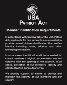 Patriot Act Sign with Flag (Member Identification) - 11w x 14h Magnetic
