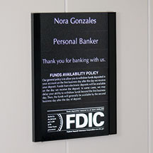 Contemporary Teller Information Sign for Wall - 7w x 11h