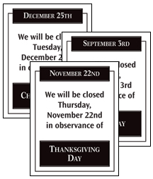 2012 Holiday Sign Inserts - Set of 10- 8.5w x 11h