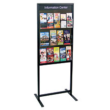 1-Sided Black Aluminum Floor Brochure Rack