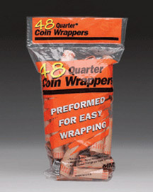 Preformed Coin Wrappers for Quarters - Carton of 15 Bags