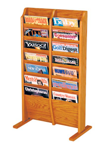 14-Pocket Free Standing Magazine Rack