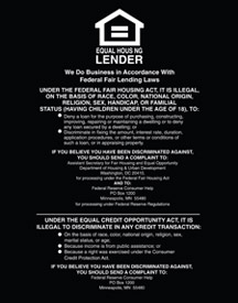 Equal Housing Lender (Federal Reserve) - 11w x 14h Acrylic