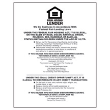 Equal Housing Lender (FDIC Banks) - 11w x 14h Acrylic