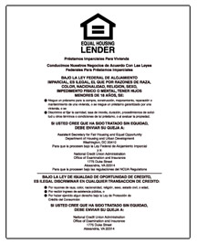 Equal Housing Lender (Credit Unions) SPANISH - 11w x 14h Acrylic