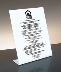 Equal Housing Lender (Credit Unions) SPANISH - 11w x 14h Acrylic