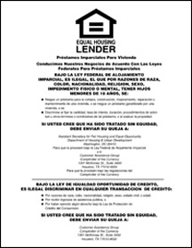 Equal Housing Lender (National Banks) SPANISH - 11w x 14h Acrylic
