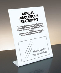 Annual Disclosure Statement (FDIC - Non-Federal Reserve) - 11w x 14h Acrylic