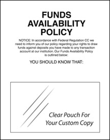 Funds Availability Policy - 11w x 14h Acrylic