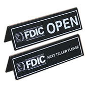 Next Teller Please Tent w/ FDIC Logo - 9w x 2.5h