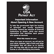 Patriot Act Sign with Flag (Important Information) - 11w x 14h Acrylic