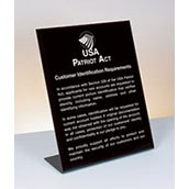 Patriot Act Sign with Flag (Customer Identification) - 11w x 14h Countertop Acrylic