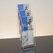 3-Pocket, 3-Tiered Clear Acrylic Pamphlet Holder