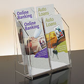 4-Pocket, 2-Tiered Clear Acrylic Counter Brochure Holder