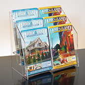 6-Pocket, 3-Tiered Clear Acrylic Counter Brochure Holder