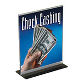 Clear Acrylic Counter Sign Holder w/ Accent Strip - 8.5w x 11h