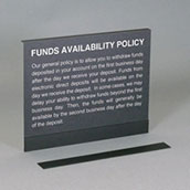 Drive-Up 10w x 6.75h Funds Availability Sign