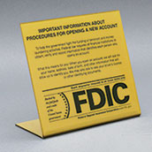 Acrylic Countertop Patriot Act Sign with FDIC