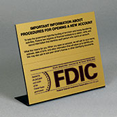 Countertop Magnetic Patriot Act Sign with FDIC
