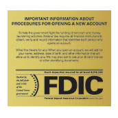 Acrylic Wall Patriot Act Sign with FDIC
