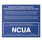 Magnetic Wall Patriot Act Sign w/ NCUA Logo - 7w x 6.5h