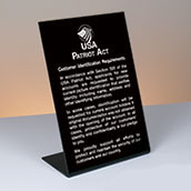 Patriot Act Sign (Customer Identification) - 6w x 9h
