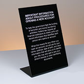 Patriot Act Counter Sign (Important Information) - 6w x 9h
