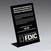 Patriot Act Sign with FDIC and Transaction Notice