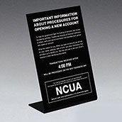 Patriot Act Sign with NCUA and Transaction Notice