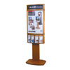 2-Sided, Convex Wood  Floor Frame with Custom Header & 4 Brochure Pockets